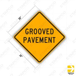 Grooved pavement sign with motorcycle