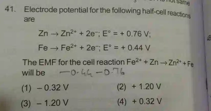 Which half reaction correctly represents oxidation