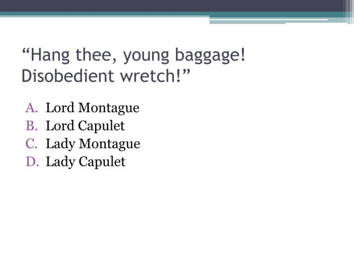 Romeo juliet exam ppt powerpoint presentation thee hang disobedient baggage wretch young